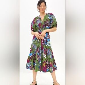 Vibrant Floral Maxi Dress in Green and Purple